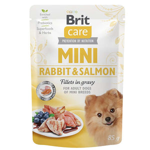 BRIT CARE Mini, fileti kunićevine i lososa u umaku, 85g