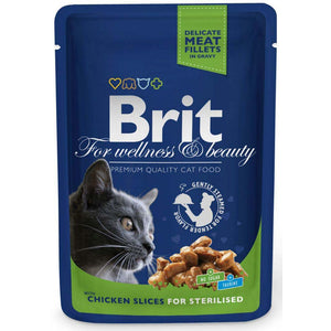 BRIT PREMIUM Komadići u umaku Sterilised, s piletinom, 100g