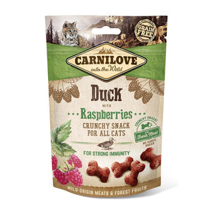 CARNILOVE Crunchy Snack, pačetina s malinama, sa svježim mesom, 50g