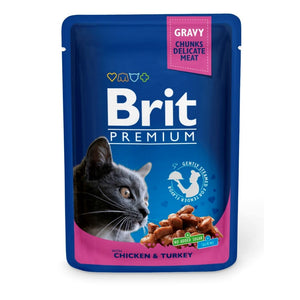 BRIT PREMIUM Komadići u umaku s piletinom i puretinom, 100g