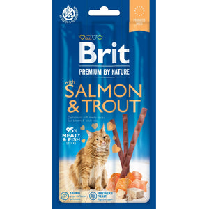BRIT Premium by Nature Cat, mesni štapići bogati lososom i pastrvom, 3x5g