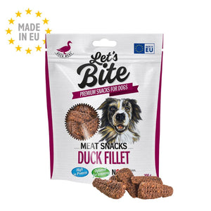 LET's Bite Meat Snacks, poslastica za pse, fileti pačetine, 80g