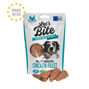 LET's Bite Meat Snacks, poslastica za pse, fileti piletine, 80g