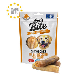 LET's Bite Chewbones, poslastica za pse, rolice kože bakalara, 135g
