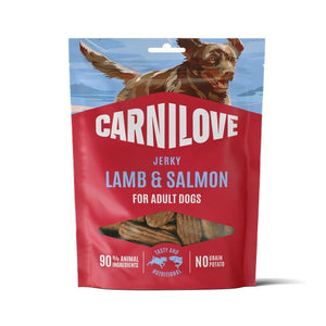 CARNILOVE Jerky poslastica za pse, janjetina i losos, 100g
