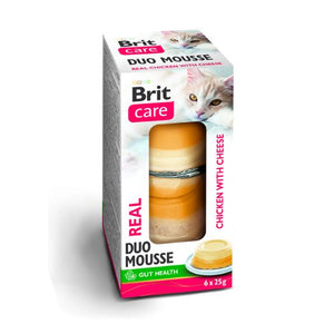 BRIT CARE Double Layer Mousse Piletina i piletina sa sirom, 6x25g