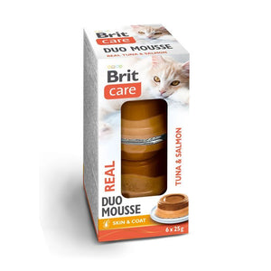 BRIT CARE Double Layer Mousse Tuna i losos, 6x25g