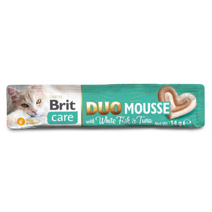 BRIT CARE Creamy Duo Mousse, s bijelom ribom i tunom, 4x14g