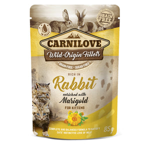 CARNILOVE Wild Origin Fillets, KITTEN, bogato kunićevinom, s nevenom, GF 85g