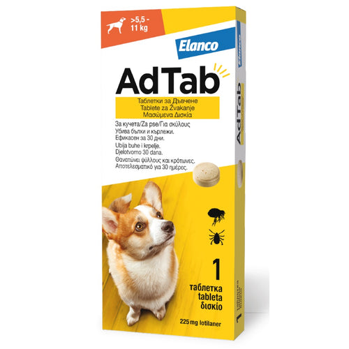 AdTab (Elanco) tablete za pse 225mg (5.5 - 11kg) x 1tbl