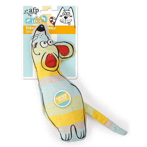ALL FOR PAWS OUTLET Catoon Kicker Curious Mouse, s catnipom, 25x11,5x3cm