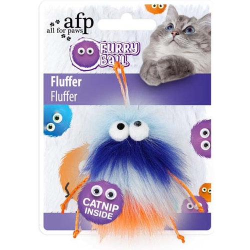 ALL FOR PAWS OUTLET Furry Ball Fluffer s catnipom, 15x8x3,5cm, plavi
