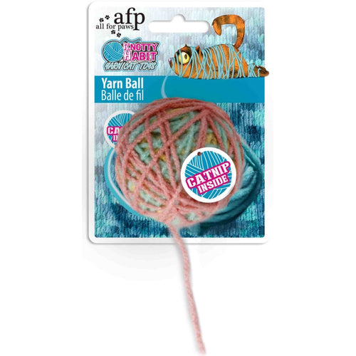 ALL FOR PAWS OUTLET Knotty Habit Yarn Ball Vunena loptica s catnipom, 12x6x6cm