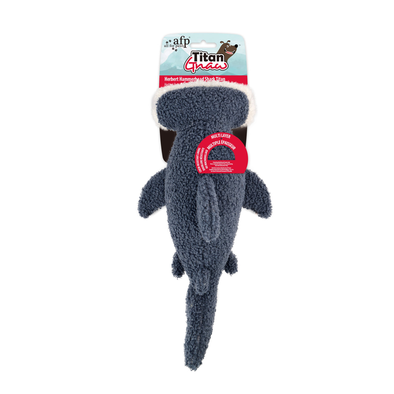 ALL FOR PAWS Titan Gnaw-Herbert Hammerhead Shark, plisana igracka za pse, zvucna