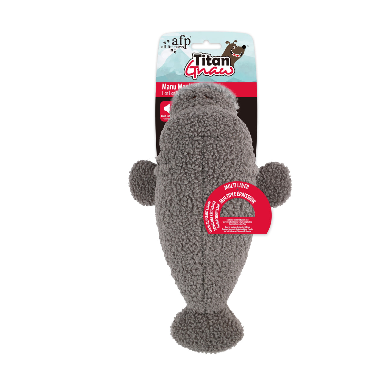 ALL FOR PAWS Titan Gnaw Manu Manitee, plisana igracka za pse, zvucna
