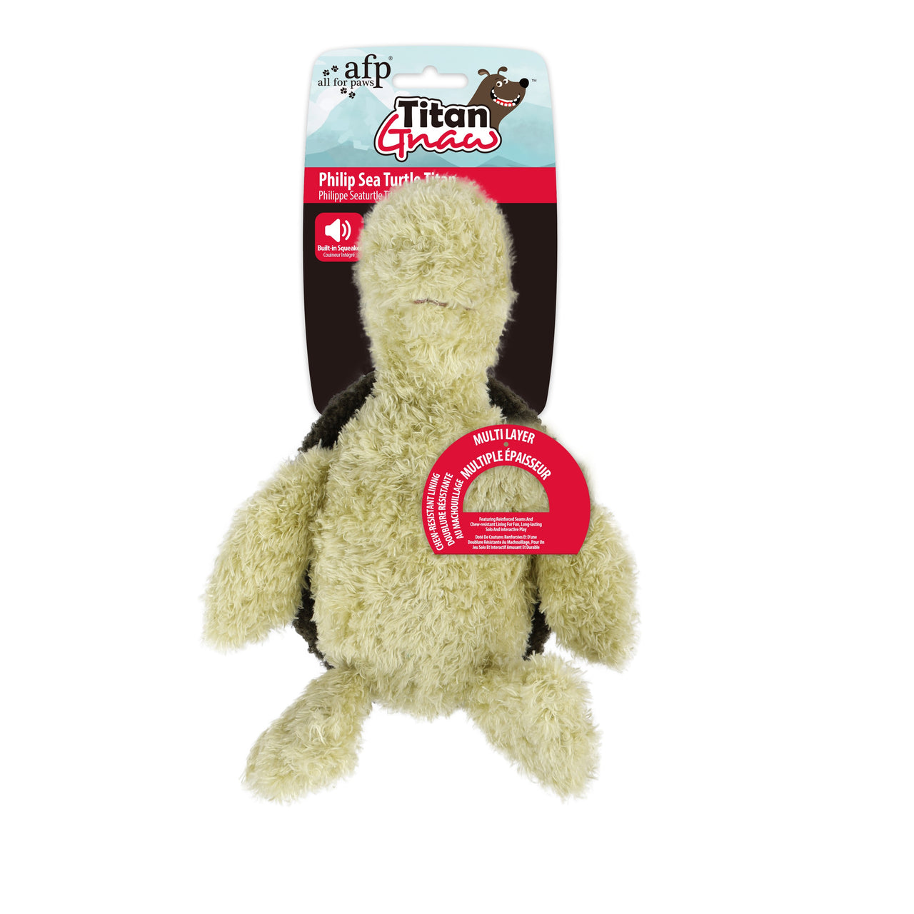 ALL FOR PAWS Titan Gnaw Philip Sea Turtle, plisana igracka za pse, zvucna