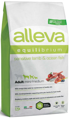 ALLEVA EQUILIBRIUM Sensitive janjetina s ribom, male i srednje pasmine, 2kg