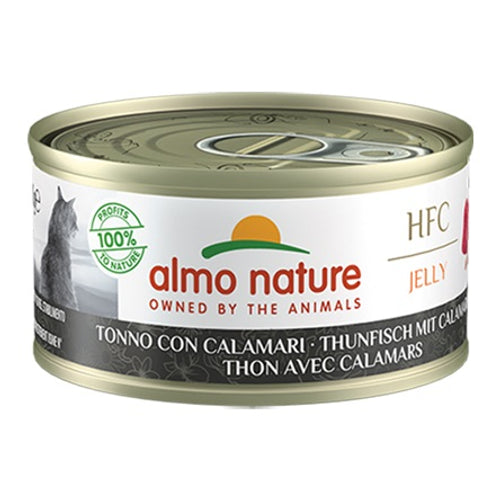 ALMO NATURE HFC Jelly, tunjevina s lignjom u zeleu, konzerva za macke, 70g