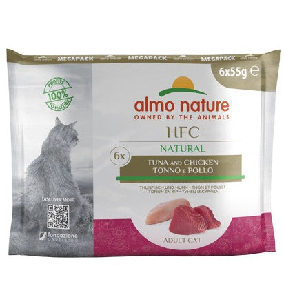 ALMO NATURE HFC Natural Multipack, konzerva za macke, piletina i tuna, 6x55g