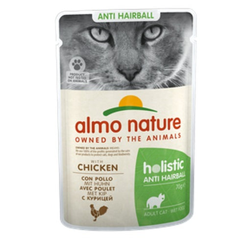 ALMO NATURE Holistic Anti Hairball, s piletinom, vrecica za macke, 70g