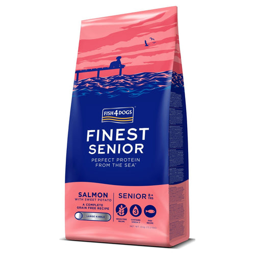 FISH4DOGS Finest SENIOR Large, losos/batat, bez zitarica, veliki briketi