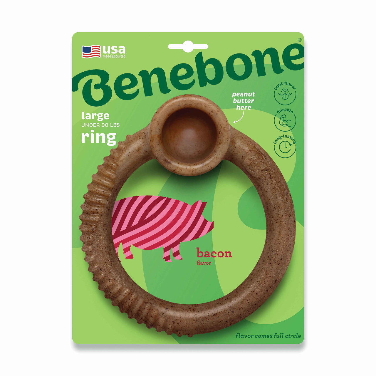 BENEBONE Igracka za pse Ring, aroma slanine, L, 16,8x18,8cm