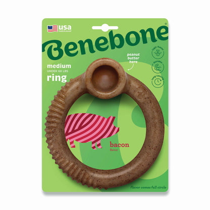 BENEBONE Igracka za pse Ring, aroma slanine, M, 14x15,5cm