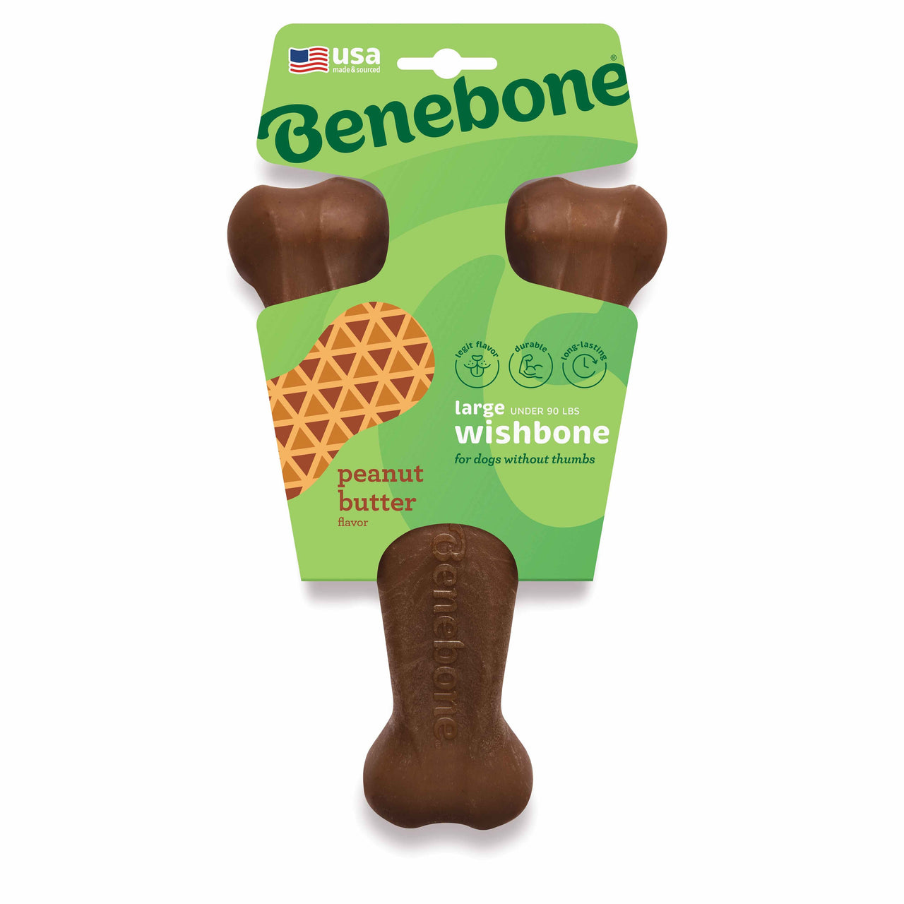 BENEBONE Igracka za pse Wishbone, aroma kikirikija L, 14,7x20,3cm