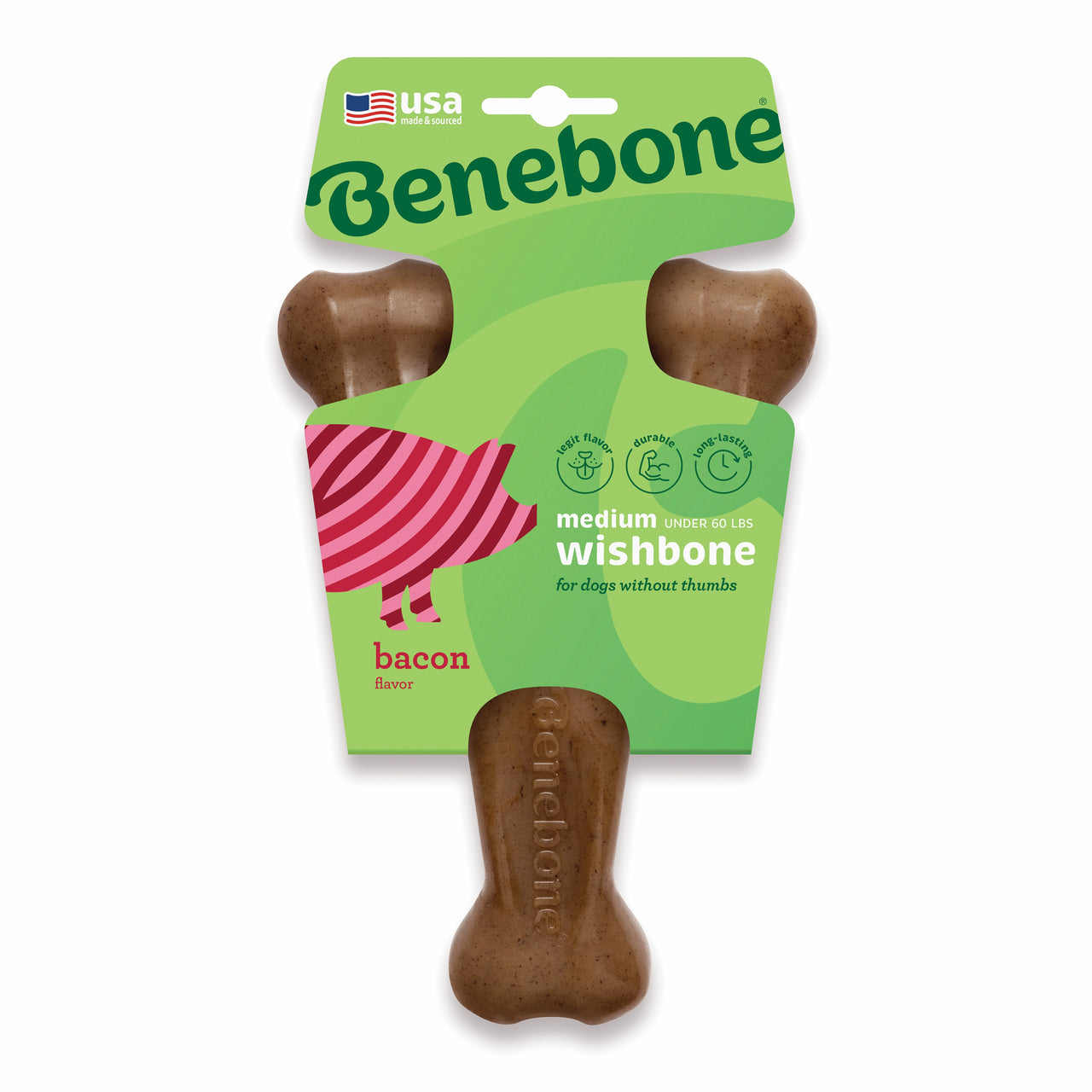 BENEBONE Igracka za pse Wishbone, aroma slanine M, 12,7x17,3cm
