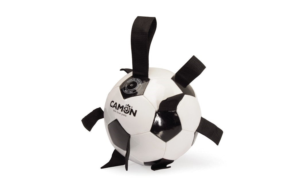 CAMON Igracka za pse Nogometna lopta, umjetna koza, s ruckama, 21cm, crno/bijela