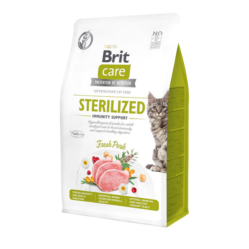 BRIT CARE Cat Sterilized Immunity Support, svinjetina, bez zitarica, 400g