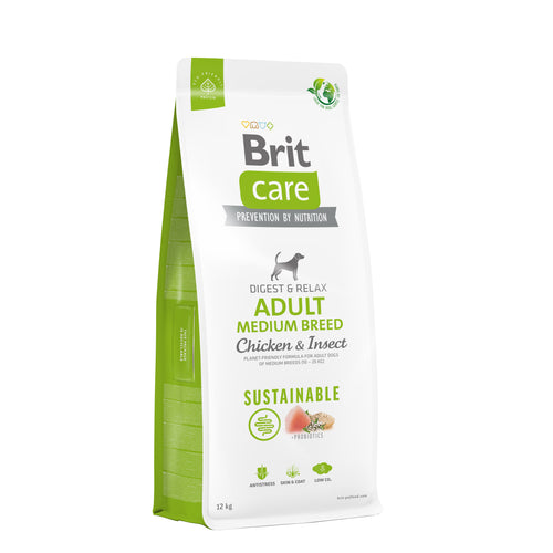 BRIT CARE Digestion & Relax Sustainable Medium breed, piletina s insektima, 12kg
