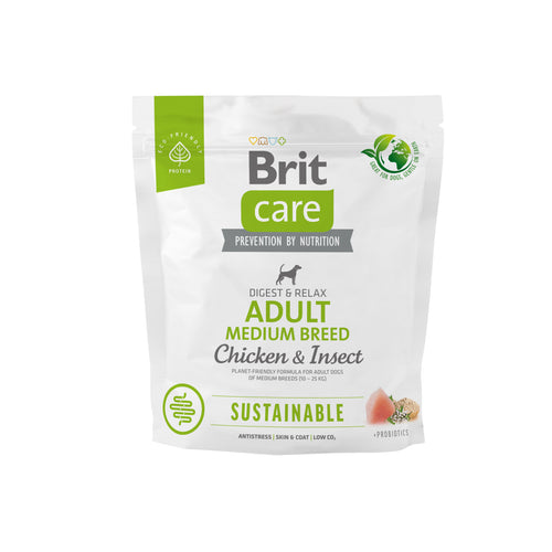 BRIT CARE Digestion & Relax Sustainable Medium breed, piletina s insektima, 1kg