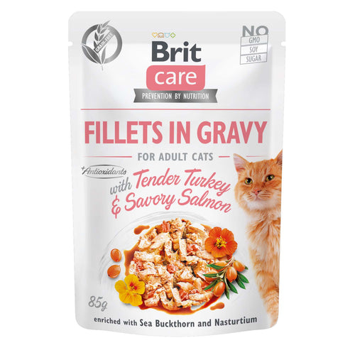 BRIT CARE Fileti puretine i lososa u umaku, za macke, 85g