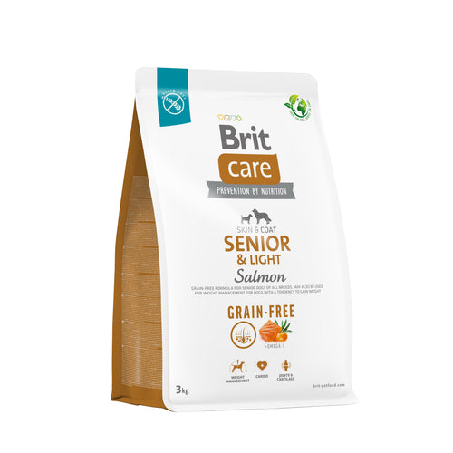 BRIT CARE Grain-free Skin&Coat SENIOR & Light, losos i krumpir, 3kg