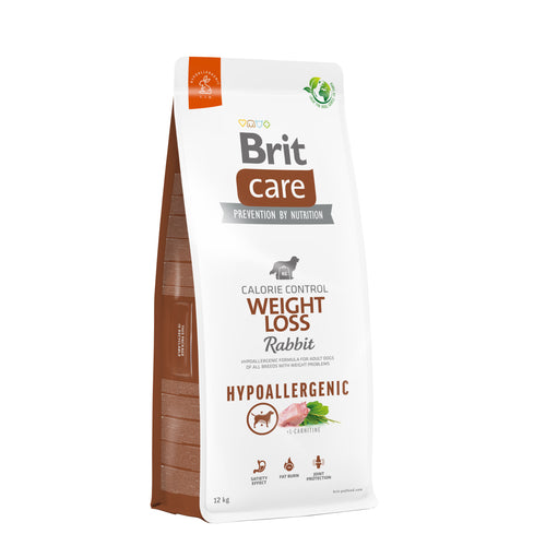 BRIT CARE Hypoallergenic Calorie Control Weight Loss, kunicevina i riza, 12kg
