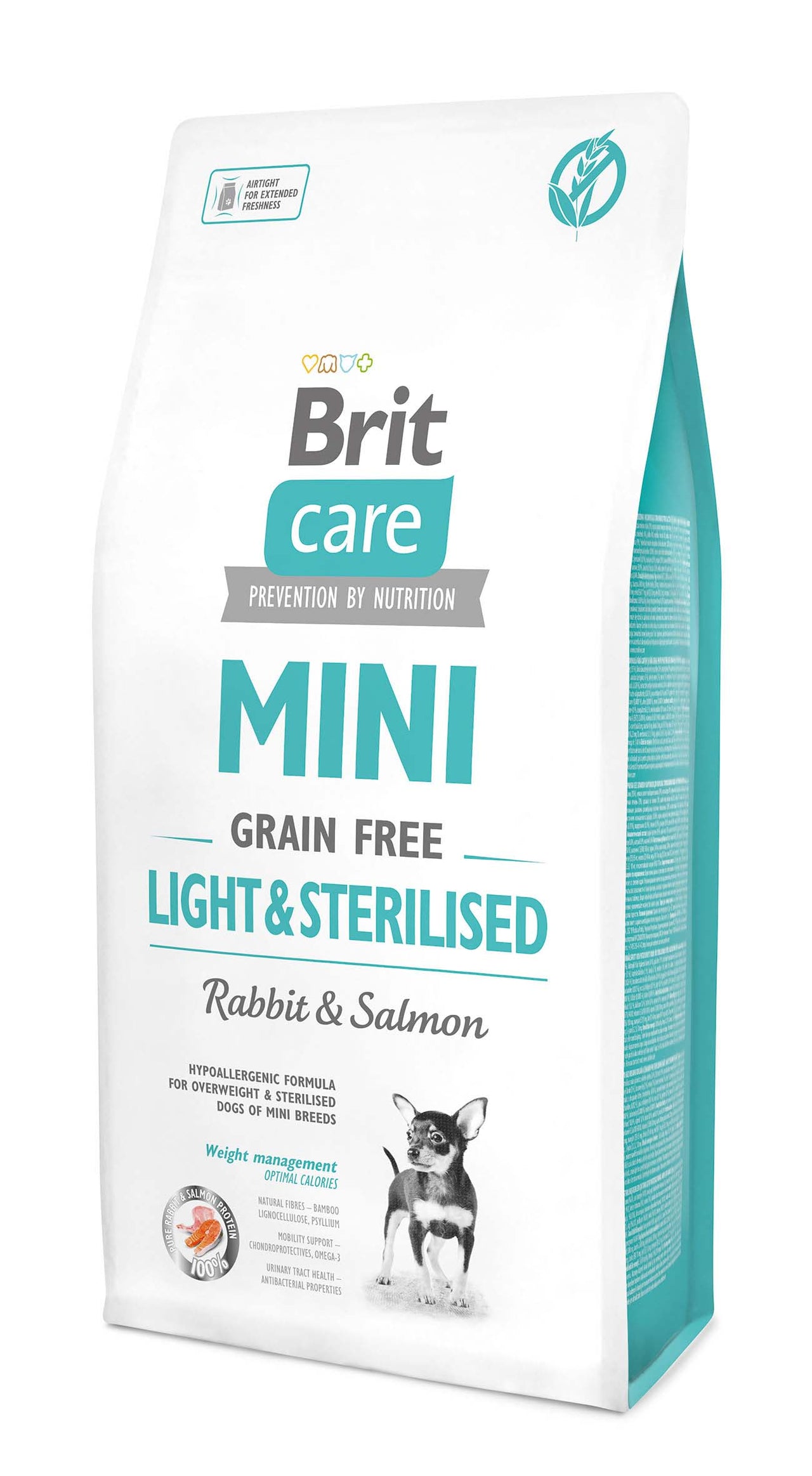 BRIT CARE MINI Light & Sterilized, Kunic i Losos bez zitarica, 7kg