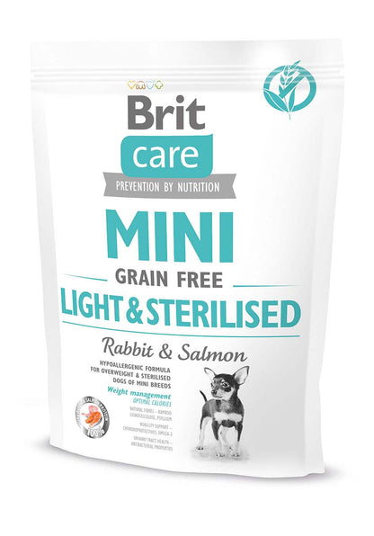 BRIT CARE MINI Light & Sterilized Kunic i Losos, bez zitarica, 400g