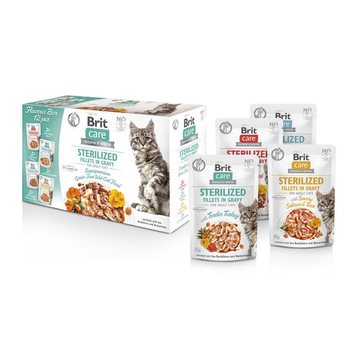BRIT CARE Sterilised Flavour Box, fileti u umaku, razni okusi, 12x85g
