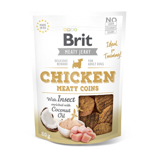 BRIT Meaty Jerky, medaljoni, piletina s kukcima, 80 g