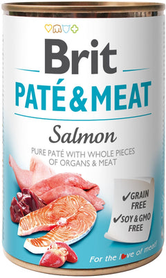 BRIT Pate & Meat, losos, paseta i komadici mesa, bez zitarica, 400g