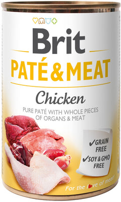 BRIT Pate & Meat, piletina, paseta i komadici mesa, bez zitarica, 400g