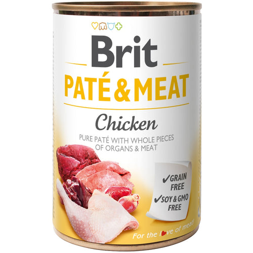 BRIT Pate & Meat, piletina, paseta i komadici mesa, bez zitarica, 400g