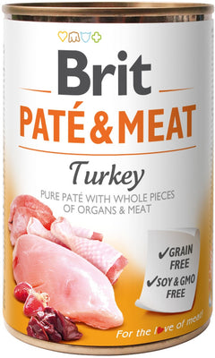 BRIT Pate & Meat, puretina, paseta i komadici mesa, bez zitarica, 400g