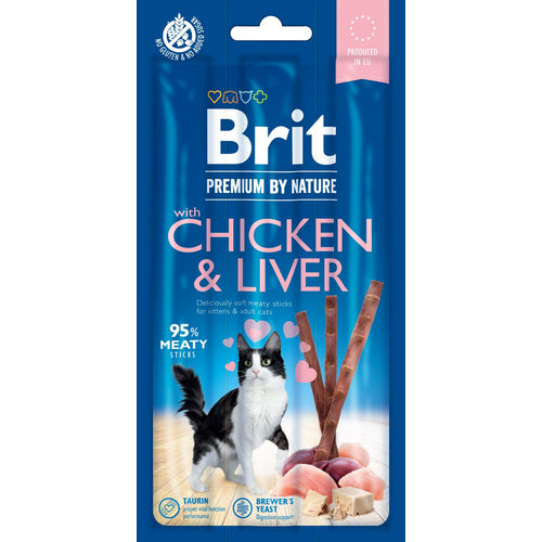 BRIT Premium by Nature Cat, mesni stapici piletina, bogato jetrom, 3x5g