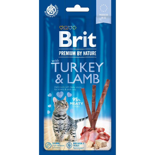 BRIT Premium by Nature Cat, mesni stapici puretina, bogato janjetinom, 3x5g