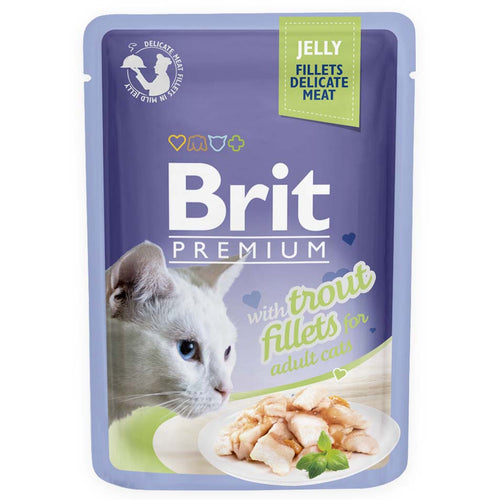 BRIT PREMIUM Fileti u zeleu s pastrvom, 85 g