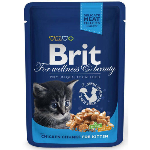 BRIT PREMIUM Komadici u umaku KITTEN, s piletinom, 100g