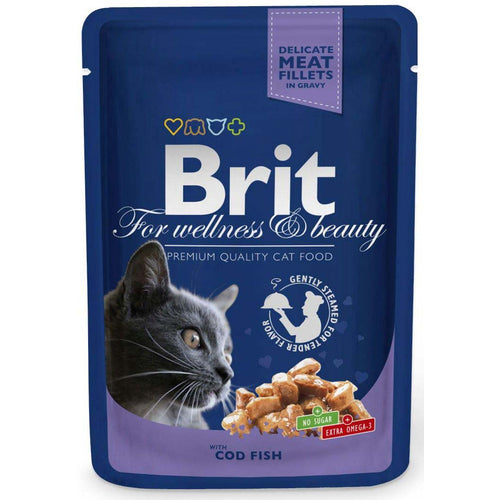 BRIT PREMIUM Komadici u umaku s bakalarom, 100g