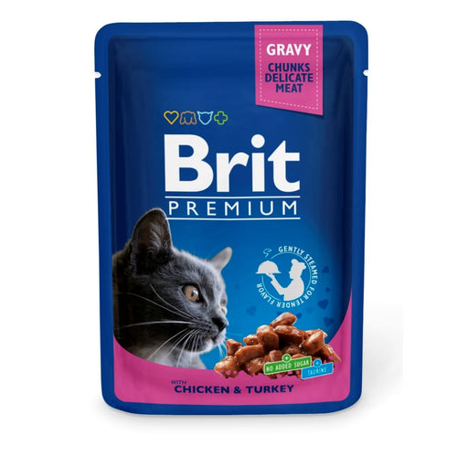 BRIT PREMIUM Komadici u umaku s piletinom i puretinom, 100g